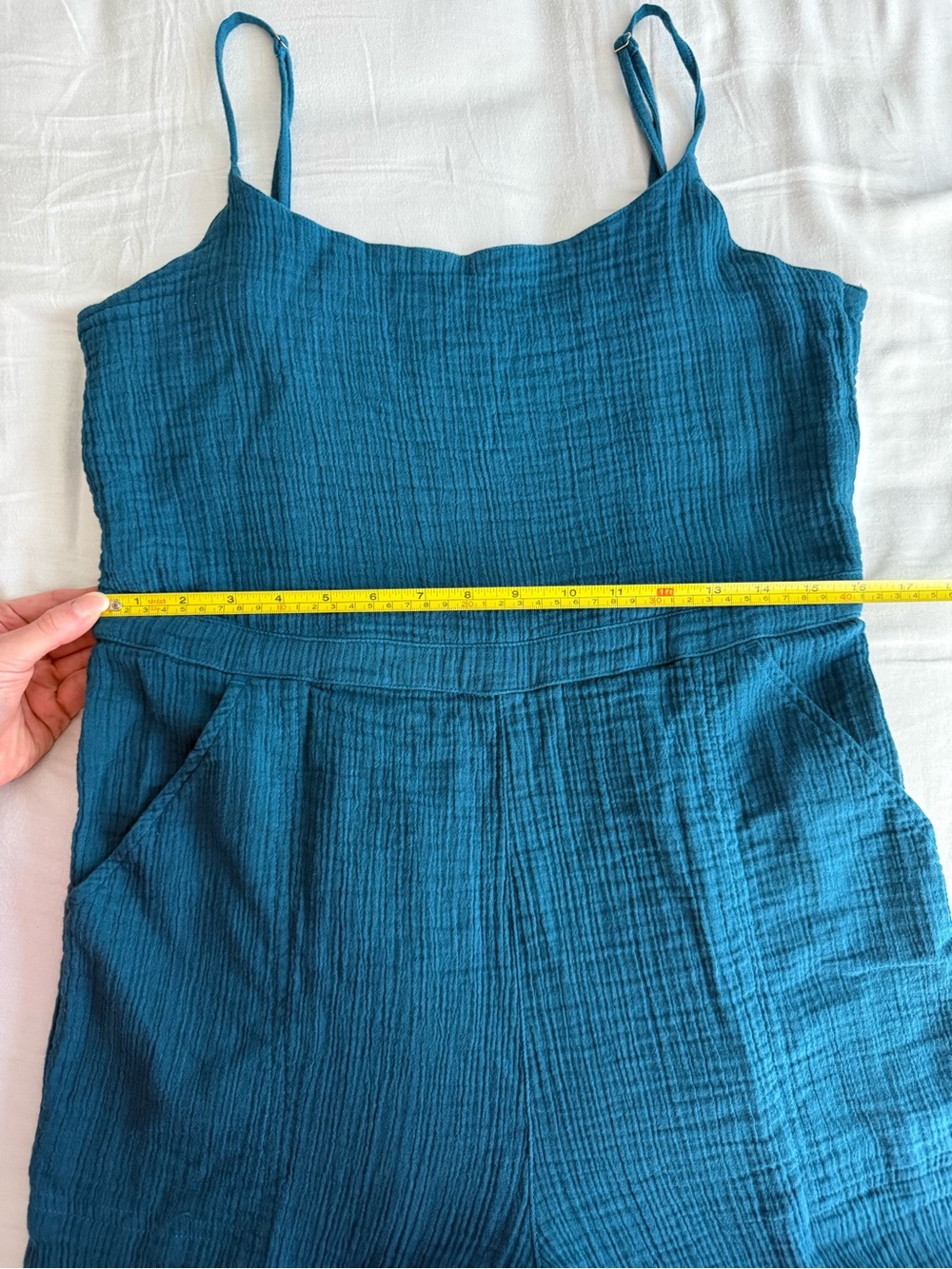 CARVE DESIGNS Women's Knox Gauze Junpsuit Turquoise Blue Organic Cotton Medium - Picture 11 of 11